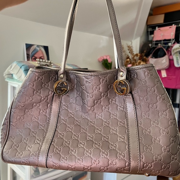 Gucci Guccissima Metallic Bronze/Gray Colored Bag Authentic - Picture 3 of 8